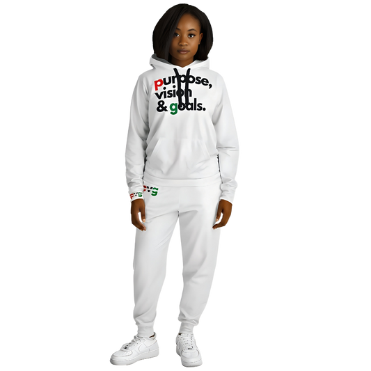 Purpose Vision & Goals Hoodie / Jogger Set - White