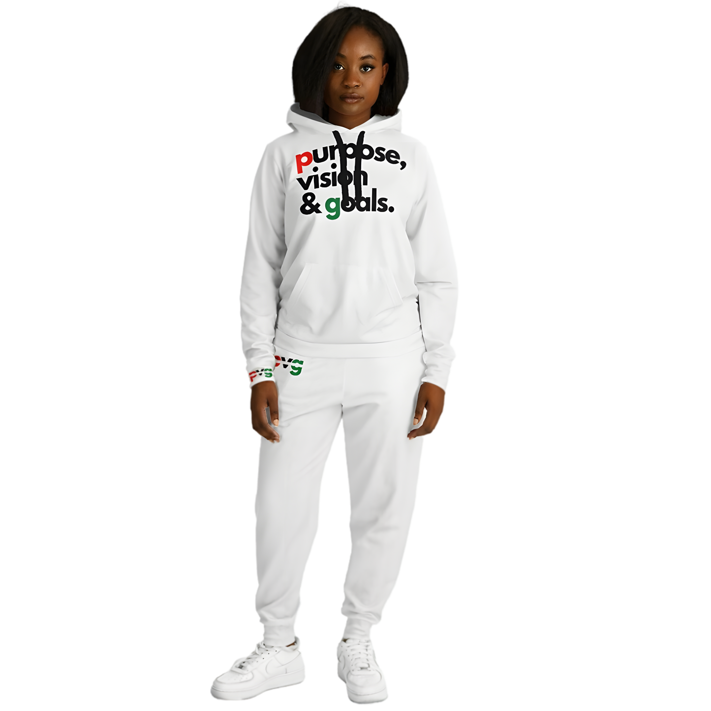 Purpose Vision & Goals Hoodie / Jogger Set - White