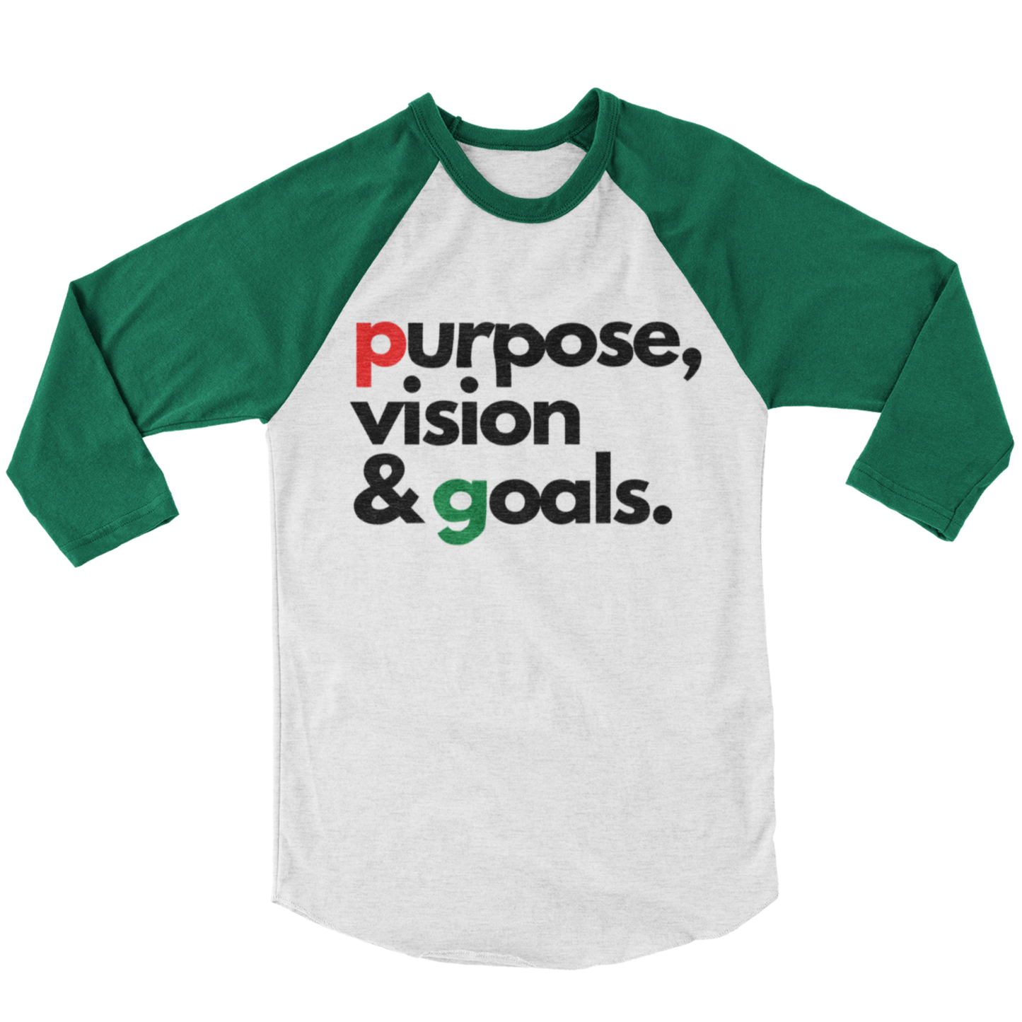 Purpose Vision & Goals 3/4 sleeve raglan T-shirt