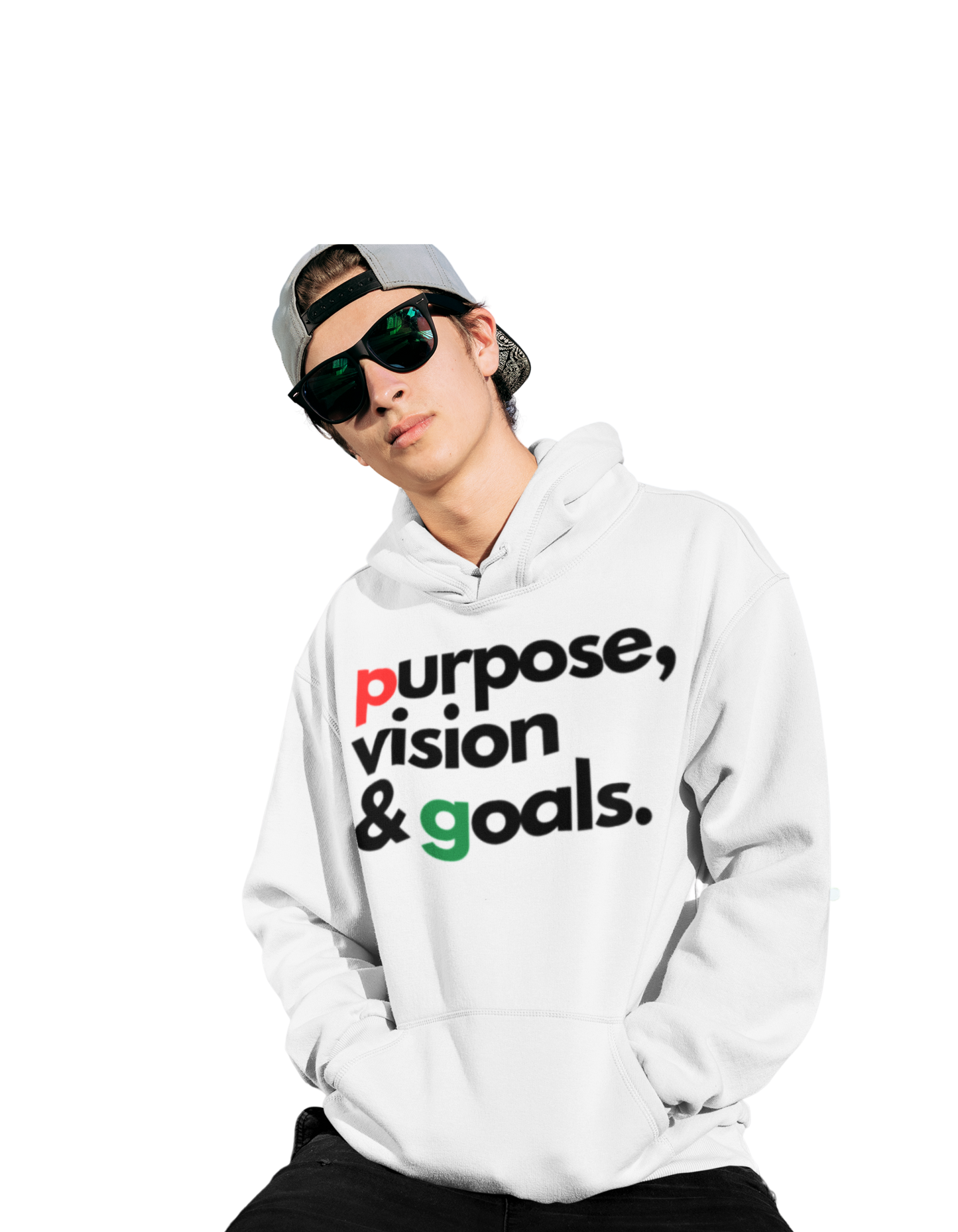 Purpose Vision & Goals Unisex Hoodie - White