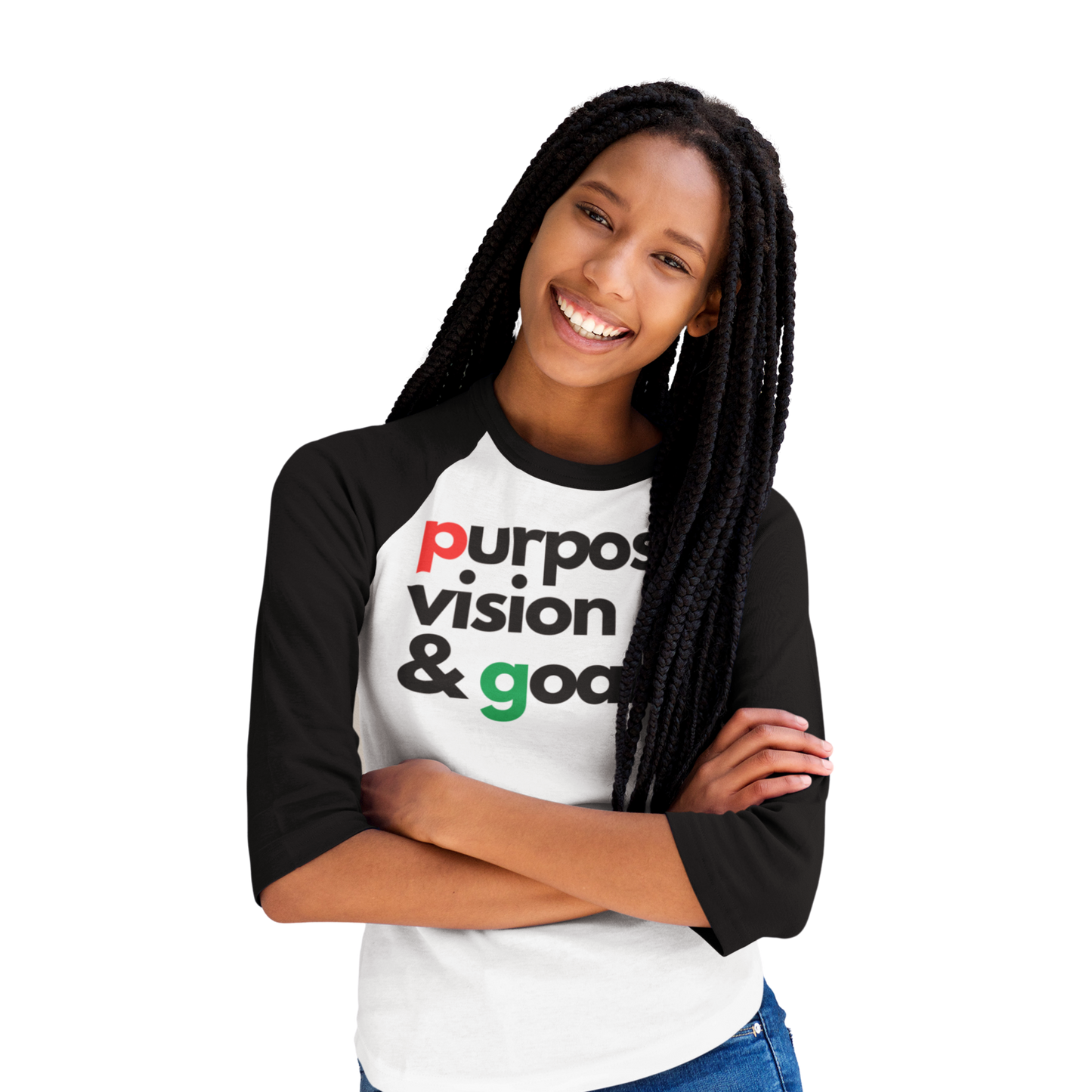 Purpose Vision & Goals 3/4 sleeve raglan T-shirt