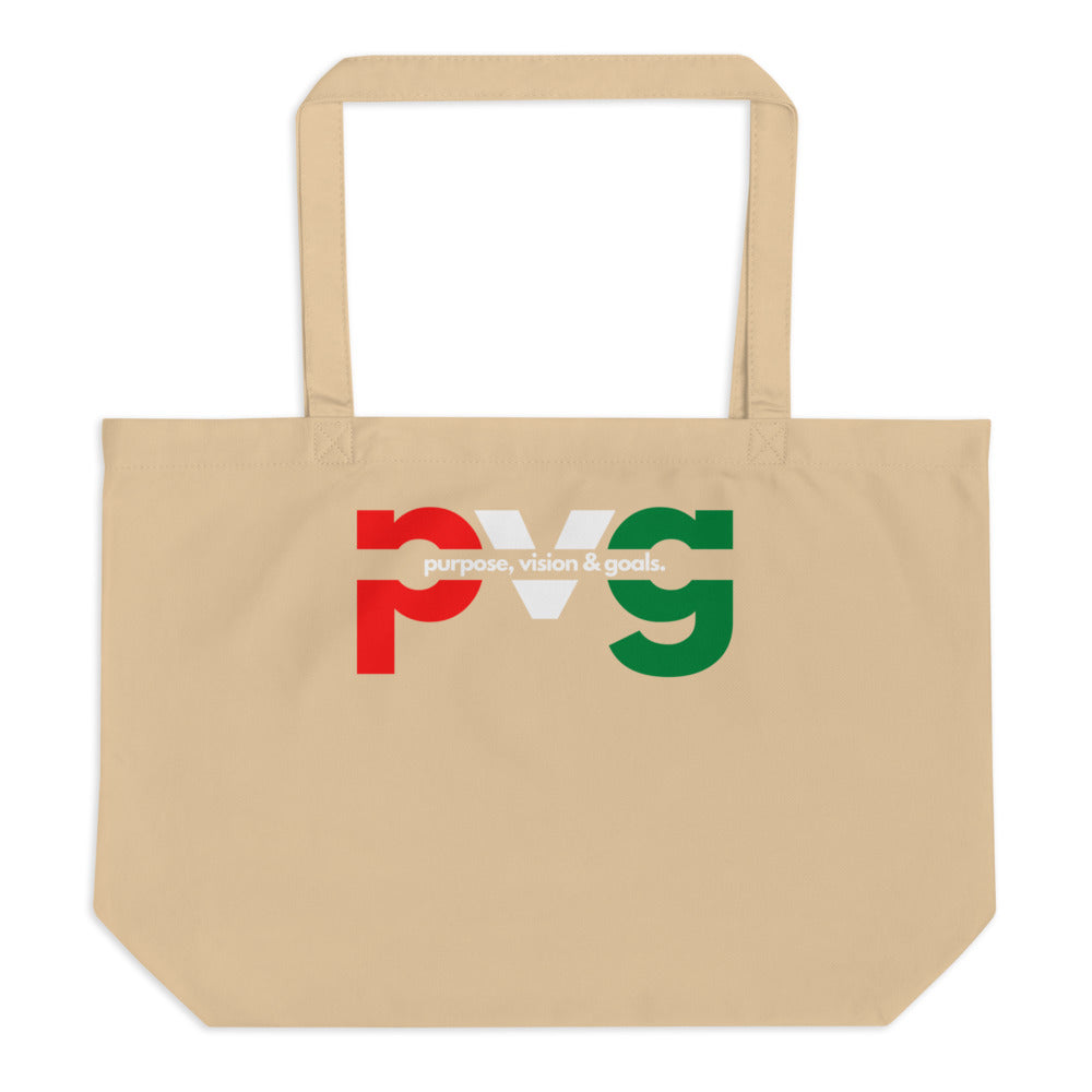 Purpose Vision & Goals PVG large organic tote bag - Beige