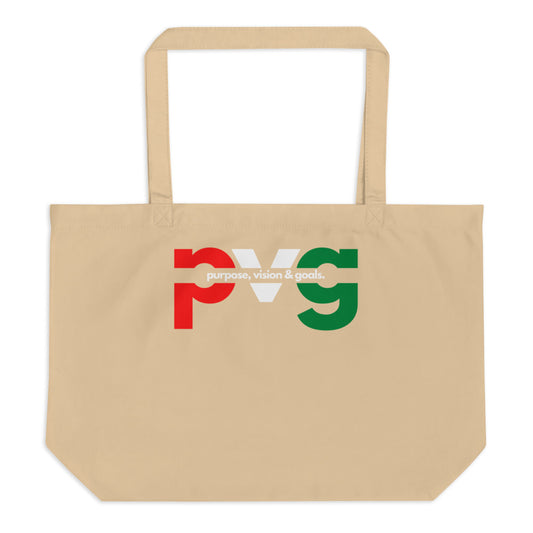 Purpose Vision & Goals PVG large organic tote bag - Beige