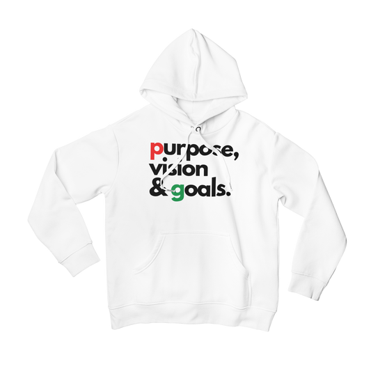 Purpose Vision & Goals Unisex Hoodie - White