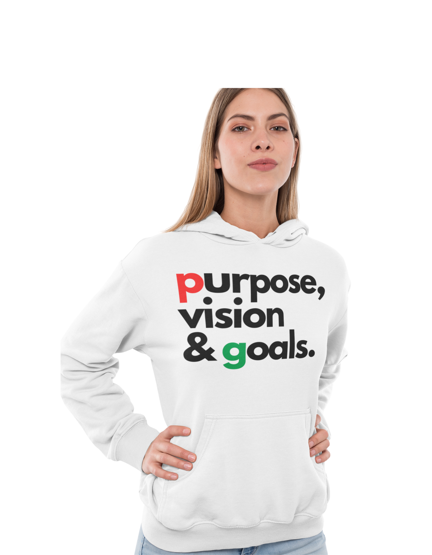 Purpose Vision & Goals Unisex Hoodie - White