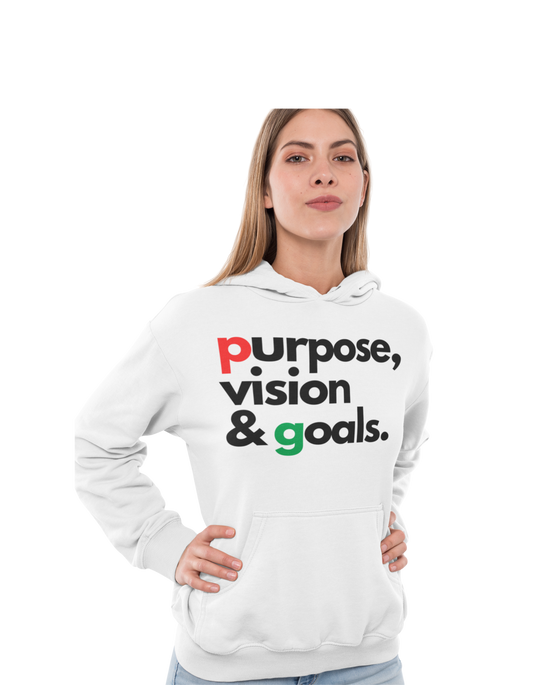 Purpose Vision & Goals Unisex Hoodie - White