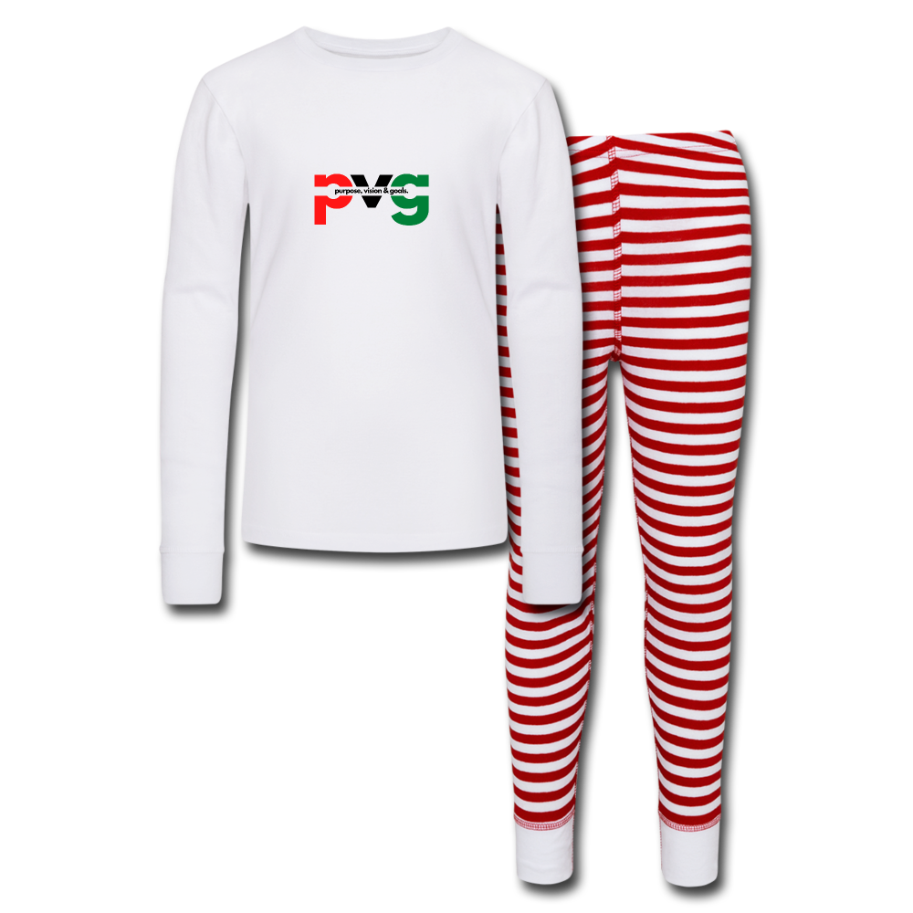 Purpose Vision & Goals Kids’ Pajama Set - white/red stripe