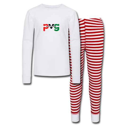 Purpose Vision & Goals Kids’ Pajama Set - white/red stripe