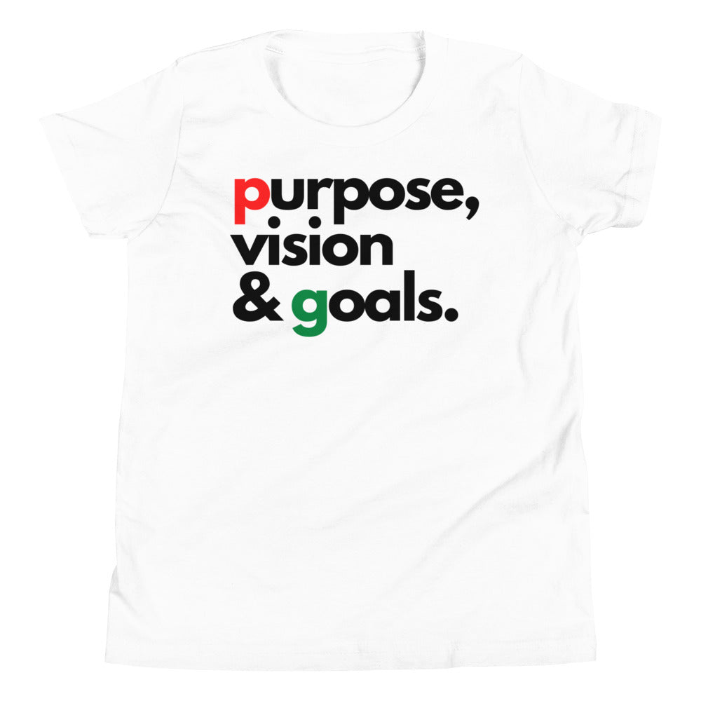 Purpose Vision & Goals Youth Short Sleeve T-Shirt - White